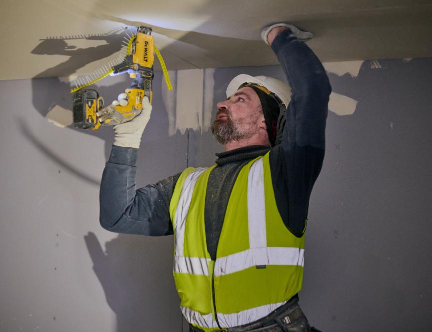 Workman drilling
